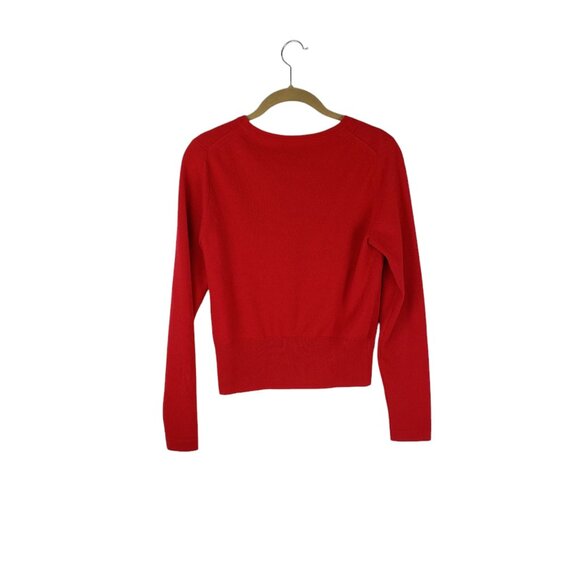 Pure Collection Red Cashmere Pullover Sweater Long Sleeve Womens Size 4 - Picture 2 of 6